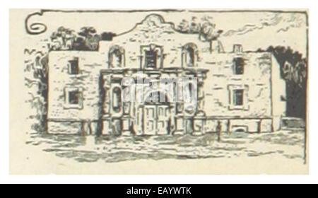 Eine Illustration des Alamo aus dem Jahr 1891 in San Antonio, Texas, eine historische Stätte, die für die Schlacht von 1836 während der texanischen Revolution berühmt ist. Diese Karte zeigt das Layout und die Bedeutung des Alamo in der amerikanischen Geschichte. Stockfoto