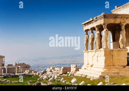 Schöne Aussicht auf Erechtheion in Athen, Griechenland Stockfoto