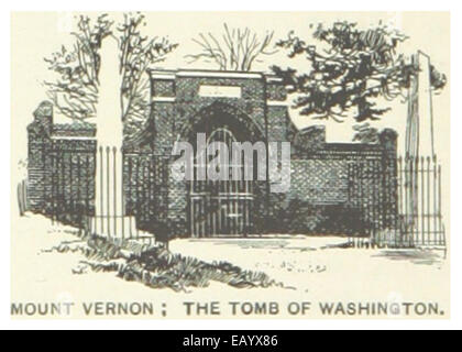 Diese 1891 abgebildete Abbildung zeigt das Grab von George Washington am Mount Vernon und unterstreicht seine historische Bedeutung als letzte Ruhestätte des ersten US-Präsidenten. Stockfoto
