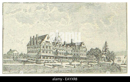 Eine Illustration aus dem Jahr 1891 aus der Zeitschrift *US-WA* mit dem Hotel Tacoma, einem bemerkenswerten Gebäude in Tacoma, Washington, das die Entwicklung der Region im späten 19. Jahrhundert widerspiegelt. Stockfoto