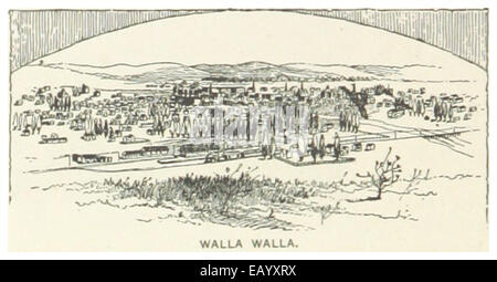 Diese 1891 entstandene Illustration aus dem Bundesstaat Washington zeigt Walla Walla und hebt seine geographischen Merkmale und die städtische Struktur hervor. Walla Walla war im späten 19. Jahrhundert eine wichtige Stadt im pazifischen Nordwesten, bekannt für ihre landwirtschaftliche und militärische Bedeutung. Stockfoto