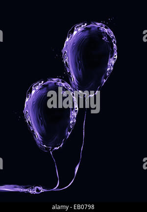 Zwei violett Ballons aus Wasser gemacht. Stockfoto