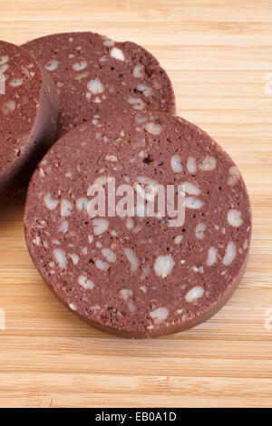 Black Pudding eine britische Art Blutwurst Stockfoto