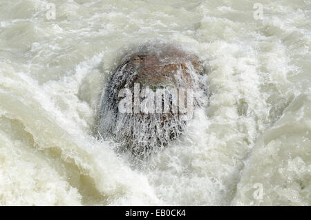 Felsen am Sunwapta Wasserfall in Kanada Stockfoto