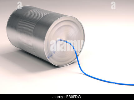 Können mit blauen Kabel telefonieren. Clipping-Pfad enthalten. Stockfoto