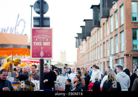 Gloucester, Großbritannien. 23. November 2014. Viktorianische Markt in Gloucester Quays. Stockfoto