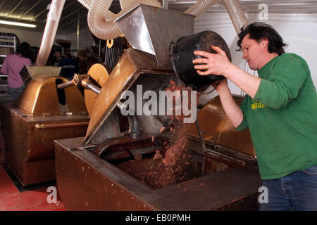 Willies Schokoladenfabrik, wo Willie und Tanis Harcourt-Cooze aus eigenen Nachlass Schokolade aus Venezuela Cocoa Bohnen machen. Stockfoto
