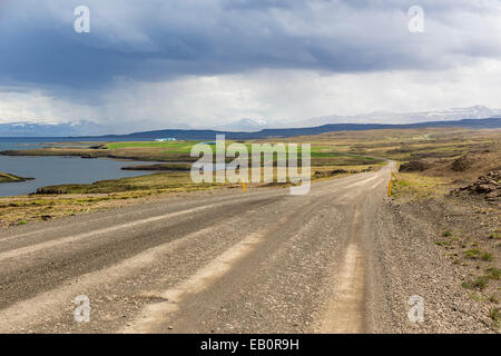 Westisland Westfjorde, Flókalundur, Straße und Landschaft auf dem Weg nach Látrabjarg Stockfoto