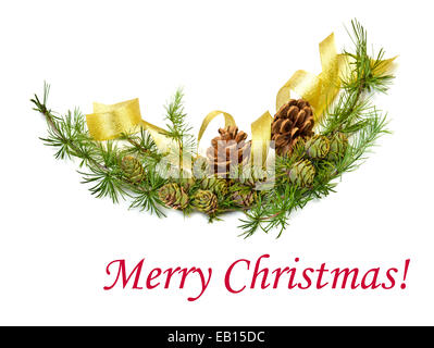 Weihnachten Hintergrund mit Tanne und Zapfen Stockfoto