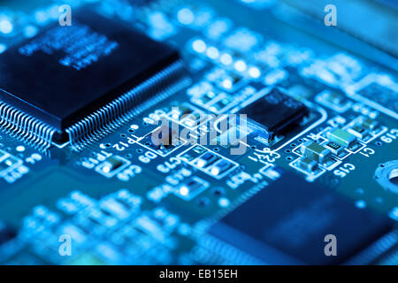 Elektronikplatine mit Prozessor Stockfoto