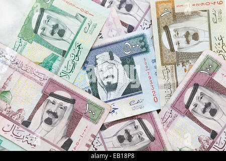 Moderne Saudi-Arabien Geld, Banknoten Closeup Hintergrundtextur Foto Stockfoto