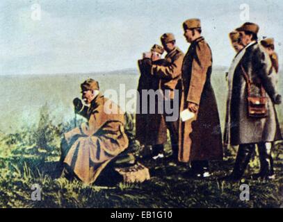 Eine zeitgenössische deutsche eingefärbte Propaganda-Foto zeigt König Peter i. von Serbien ca. 1914/1915. : Fotoarchiv Neumann - kein Draht-SERVICE Stockfoto