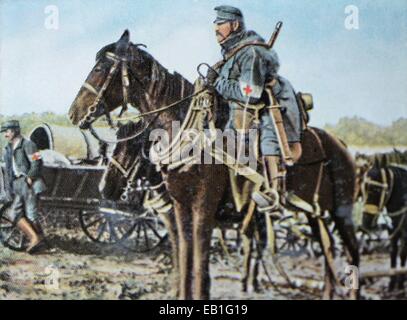 Die zeitgenössische eingefärbte deutsche Propaganda Foto zeigt österreichische Armee Sanitäter auf dem Weg an die Ostfront zur Pflege der verwundeter Soldaten mit einem gepanzerten ca. 1916 zu vermitteln. : Fotoarchiv Neumann - kein Draht-SERVICE Stockfoto