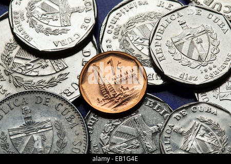 Münzen von Kuba. Jose Marti Memorial in Havanna in Kuba eine Centavo-Münze kubanischer Peso convertible (CUC) dargestellt. Stockfoto