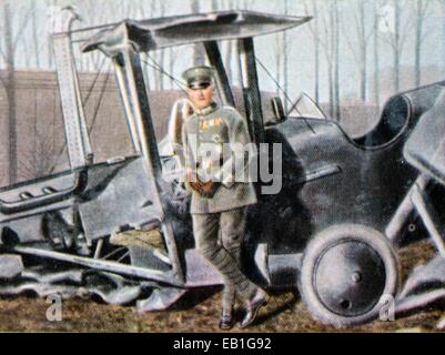 Das zeitgenössische eingefärbte deutsche Propaganda-Foto zeigt deutsche Jagdflieger Max Immelmann, 1915/1916. : Fotoarchiv Neumann - kein Draht-SERVICE Stockfoto