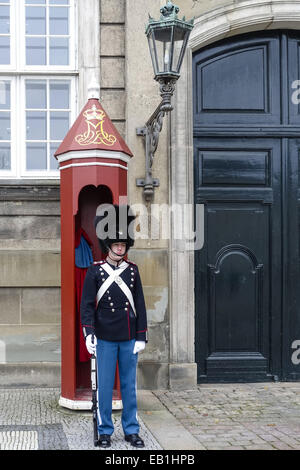 Soldat der Königlichen bezog, Schloss Amalienborg, Kopenhagen, Dänemark, Europa. Stockfoto