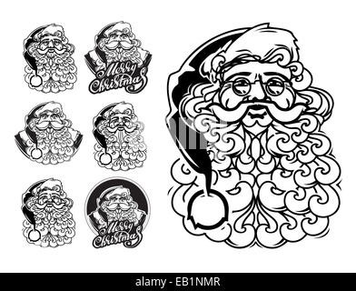 Santa Claus handgezeichneten Vektor Llustration. Icons set Stockfoto