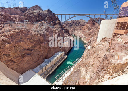 Ein Blick auf den Hoover-Staudamm auf dem Colorado River. Stockfoto