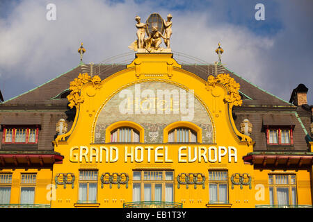 Prag, Tschechische Republik - NOVEMBER 11,2010: Grand Hotel Europa in Prag. Es wurde von dem Architekten Quidon Belsky 1889 errichtet und Stockfoto