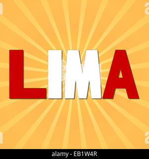 Lima-Flagge-Text mit Sunburst illustration Stockfoto