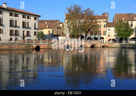 Ponte Dante und Fluss Sile, Treviso, Italien, Veneto. Stockfoto