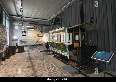 Helsinki City Tram-Museum befindet sich in Helsinki die älteste Straßenbahndepot stammt aus 1900 vom Architekten Waldemar Aspelin Stockfoto