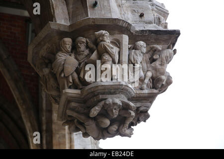 Architektonisches Detail Brüssel Grand Place Hotel De Ville closeup Stockfoto