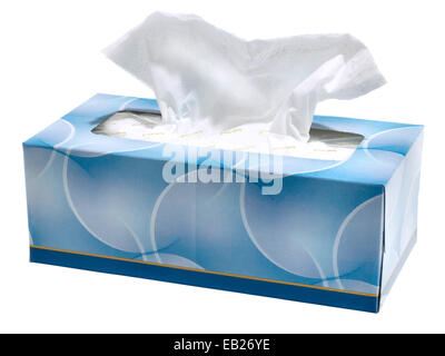 Blaues Wellenmuster Box mit Kleenex auf weißem Hintergrund Stockfoto