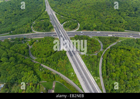 Luftbild aus Oberhausen-Nord, Autobahnkreuz Oberhausen, Autobahnen A2, A3 A516, Sterkrade-Nord, Oberhausen Stockfoto