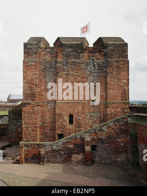 Die Nordansicht des Bergfried, Carlisle Castle, Cumbria, Mary Queen of Scots wurde 1568 auf der Burg inhaftiert. Stockfoto