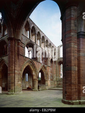 Priory-Kirche innen Blick vom Westende blickte Chor, Lanercost Priory, Cumbria, UK Stockfoto