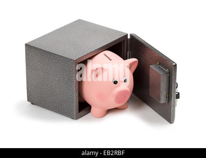 Piggy Bank in einem safe Stockfoto