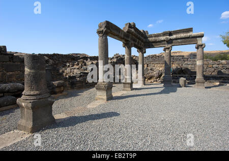 Reste der Synagoge in der biblischen Dorf Korazim ein paar Kilometer nördlich des Sees von Galiläa. Jesus verurteilte die ci Stockfoto