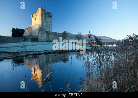 Winter am Lough Leane, Killarney Nationalpark, Ross Castle, County Kerry, Irland. Stockfoto