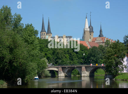 Der Merseburger Dom und Merseburg Palast, Saale-Fluss an Front, Merseburg, Sachsen-Anhalt, Deutschland Stockfoto