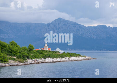 Leuchtturm in Sucuraj, Insel Hvar, Kroatien Stockfoto