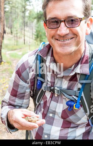 Mann mit gehörnter Eidechse (Phrynosoma), Arizona, USA Stockfoto