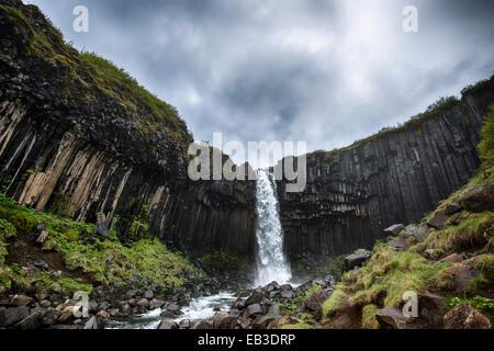 Wasserfall Svartifoss, Hornafjordur, Island Stockfoto