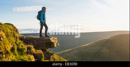 Panorama mit Blick auf abgelegenen Landschaft Wanderer Stockfoto