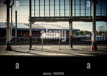 Preston Railway Station Zeichen Stockfoto