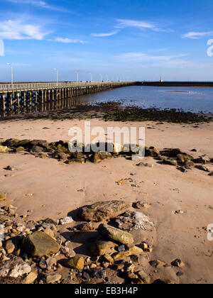 Die kleinen Ufer beim Schlendern durch das Meer Northumberland England Stockfoto