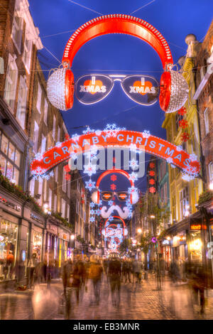 Carnaby street London Weihnachtsbeleuchtung Stockfoto