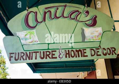 Deland Florida, historische Innenstadt, Woodland Boulevard, Anita's, Möbel, Inneneinrichtung, Antiquitäten, Kleinunternehmen, Schild, Logo, Besucher reisen Reisetour Stockfoto