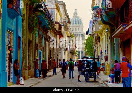 Die Straßen von Centro Habana / Habana Vieja Bezirke von Havanna, Kuba Stockfoto