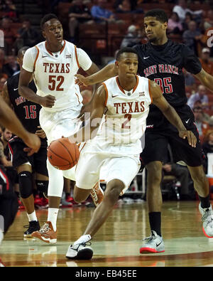 Austin, Texas. 25. November 2014. DeMarcus Holland #2 von der Texas Longhorns in Aktion gegen die Saint Francis rot zu blinken an der Frank Erwin Center in Austin Texas. Texas Niederlagen Franziskus 78-46. Bildnachweis: Csm/Alamy Live-Nachrichten Stockfoto