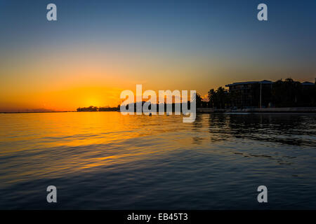 Sonnenuntergang über dem Golf von Mexiko vom Smathers Beach in Key West, Florida. Stockfoto