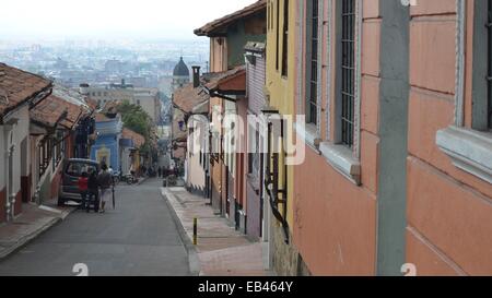 Bunten Strassen des Viertels La Candelaria kolonialen Bogota, Kolumbien Stockfoto