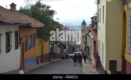 Bunten Strassen des Viertels La Candelaria kolonialen Bogota, Kolumbien Stockfoto