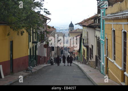 Bunten Strassen des Viertels La Candelaria kolonialen Bogota, Kolumbien Stockfoto