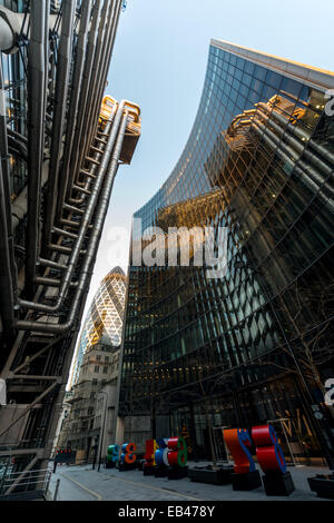 Lloyd's Of London und dem Willis Gebäude, die Heimat des Versicherungsgeschäfts in der City of London Stockfoto